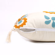 Floral Tufted Cushion Cover with Tassel 16 X 16 Inches Pack of 1